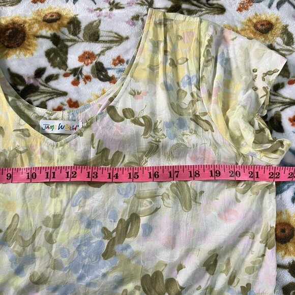 Vintge Jams World Maxi Dress Womens XXL Painted Flowers Rayon Resort Beach - Picture 8 of 12